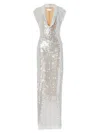 Genny Sleeveless Sequin Maxi Dress In Beige