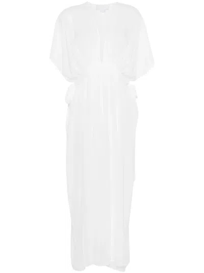 Genny Belted Silk Maxi Dress In White