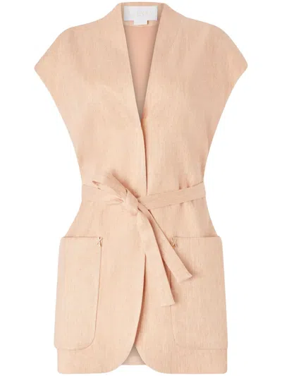 Genny Belted Vest In Pink