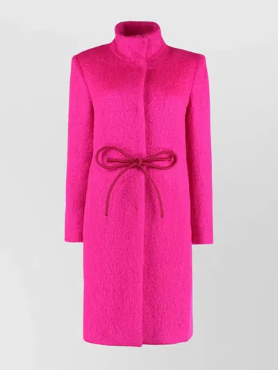 Genny Belted Waist Mohair Blend Coat In Pink