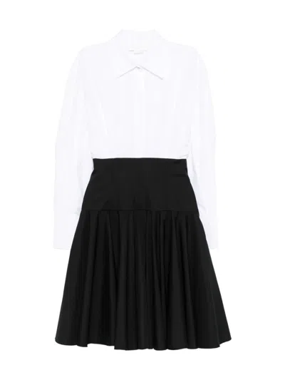 Genny Black White Shirt Collar A-line Dress In Multi