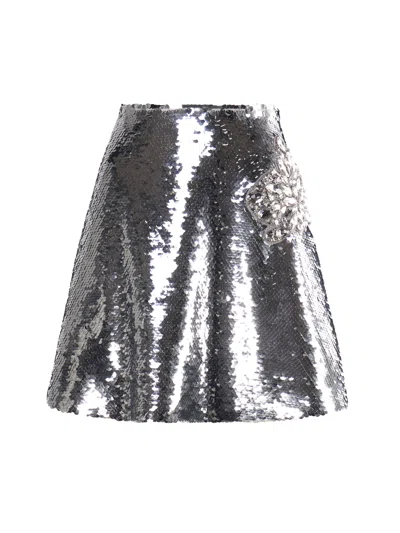 Genny Bright Mini Skirt In Silver