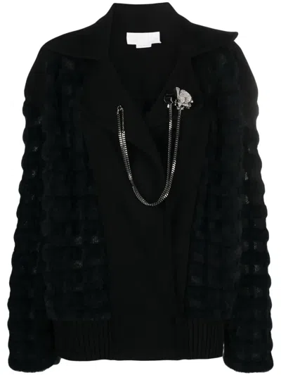 Genny Brooch-detail Wool Jacket In Black