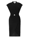 Genny Button-detailing Wrap Midi Dress In Black