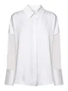 Genny Satin Shirt With French Cuffs And Long Sheer Sleeves In White