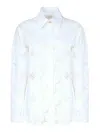 Genny Cotton Shirt With Embroidered Pattern And Sheer Fabric In White