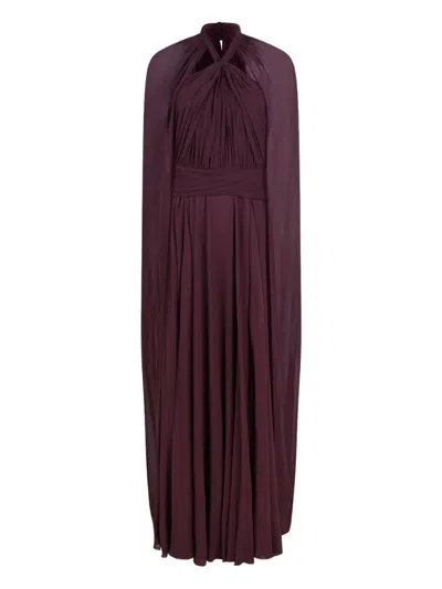Genny Cape-detail Maxi Dress In Red