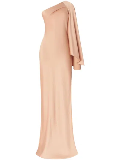 Genny Cape Maxi Dress In Beige