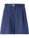 Genny Chambray Tailored Shorts In Blue