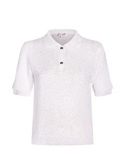 Genny Collared Polo Top In White
