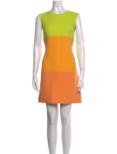 Pre-owned Genny Colorblock Pattern Mini Dress In Orange