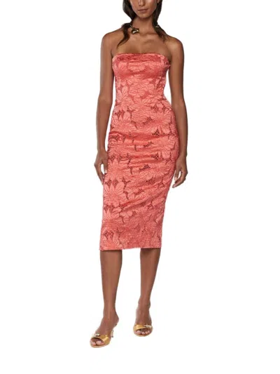 Genny Coral Red Midi Sheath Dress