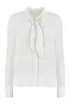 Genny Creased Pleated Shirt With Pussy-bow Collar In Multi