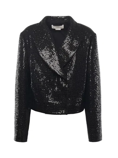 Genny Cropped Jacket With Sequins In Black