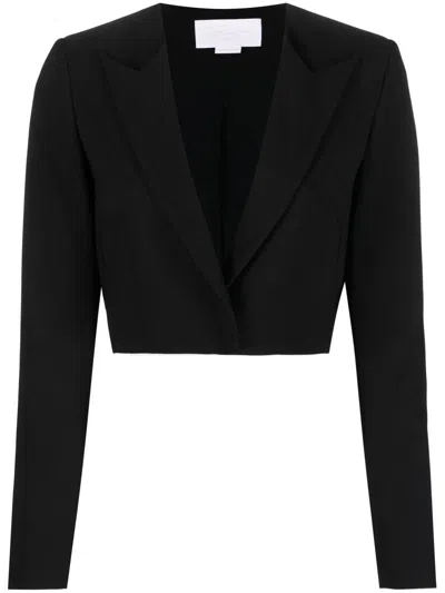 Genny Cropped Peak-lapel Blazer In Black