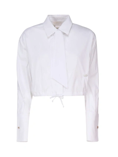 Genny Cropped Shirt With Logo Plaque In White