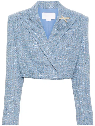 Genny Cropped Tweed Jacket In Blue