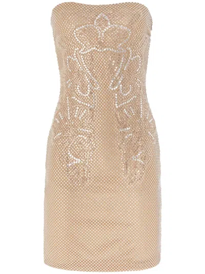 Genny Crystal-embellished Mini Dress In Neutrals