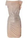 Genny Draped Mini Dress With Blockchain Rhinestones In Neutral
