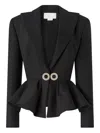 Genny Crystal-embellished Peplum Jacket In Black