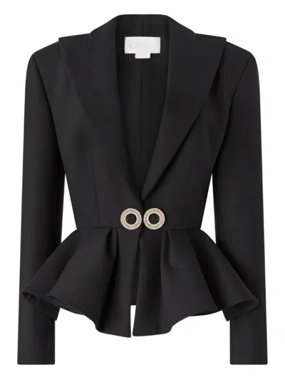 Genny Crystal-embellished Peplum Jacket In Black
