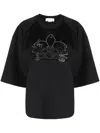 Genny Crystal-embellished Short-sleeved T-shirt In Black