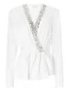 Genny Crystal-embellished Wrap Blouse In White
