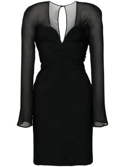 Genny Crystal-embellishment Rear-slit Dress In Black
