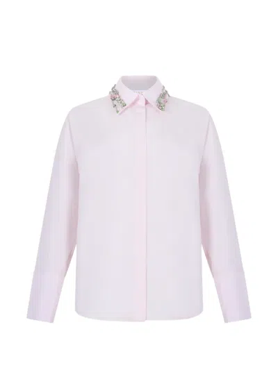 Genny Crystal-embellished Concealed-fastening Shirt In Pink