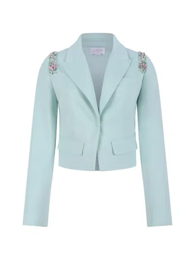 Genny Crystal-embellished Cropped Jacket In Green