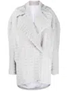 Genny Debossed-detail Single-breasted Coat In Grey