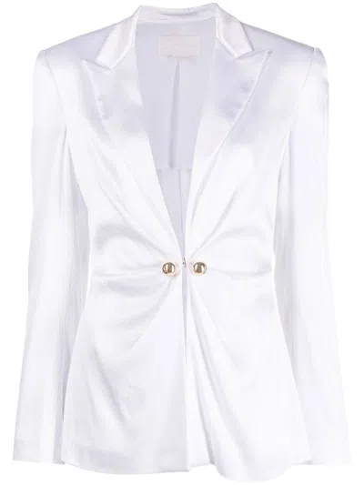 Genny Decorative Button Single-breasted Blazer In White