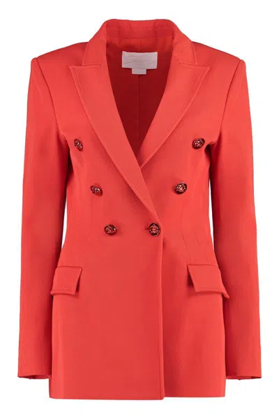 Genny Double-breasted Wool Blazer In Red