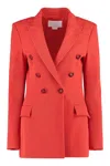 Genny Wool Blazer With Double-breasted Button Detailing In Red