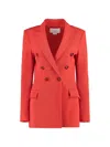 Genny Wool Blazer With Double-breasted Button Detailing In Red