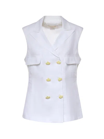 Genny Double-breasted Linen Vest In White