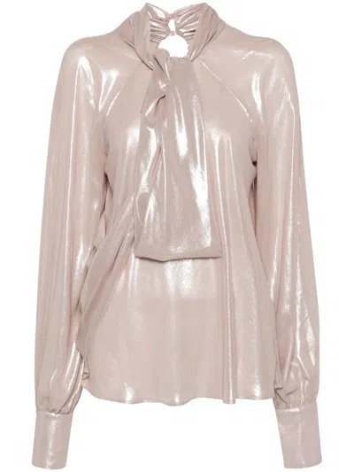 Genny Draped Chiffon Top In 粉色