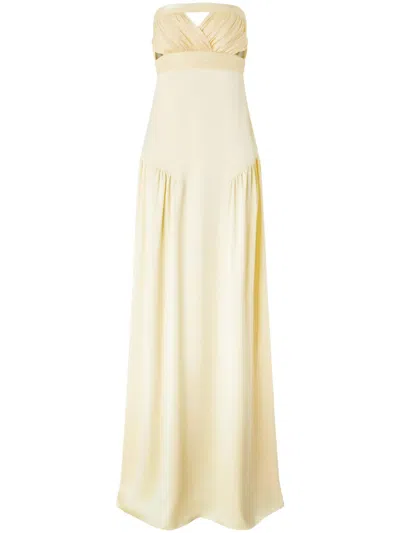 Genny Draped-detailed Maxi Dress In Yellow