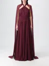 Genny Womens Rhododendron Halter-neck Sleeveless Chiffon Gown In Burgundy