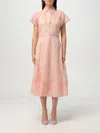 Genny Womens Flared Embroidered Woven Midi Dress Sea Shell Rose