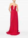 Genny Mesh-panel Gown In Red