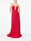Genny Mesh-panel Gown In Red