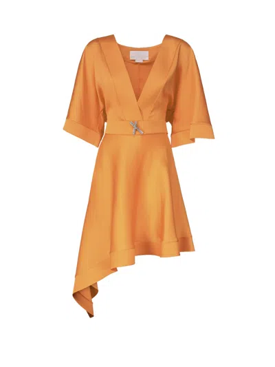 Genny Dress With Asymmetrical Skirt In Orange