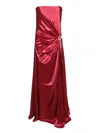Genny Womens Ski Patrol Draped Brooch-embellished Satin Maxi Dress In Burgundy