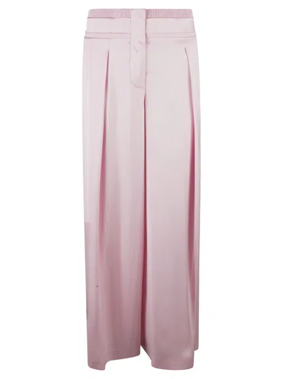 Genny Elastic Waist Wide Leg Trousers In Pink