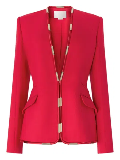 Genny Embelished-trim Jacket In Red