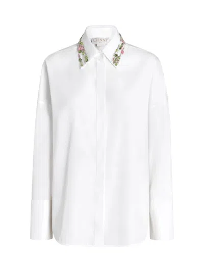 Genny Embellished Collar Shirt In White