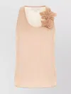 Genny Embellished Floral Round Neck Sleeveless Top