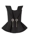Genny Embellished Peplum Top In Black