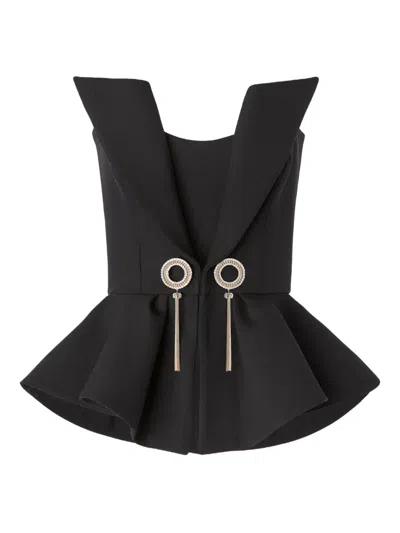 Genny Embellished Peplum Top In Black